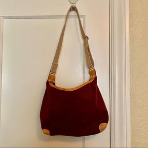 [EUC] Canvas crossbody bag with leather details